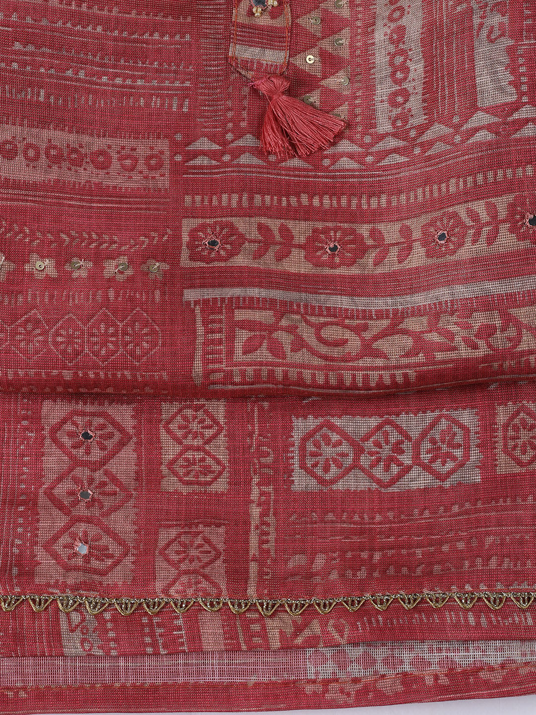 Neck Embroidered Tissue Unstitched Suit With Dupatta