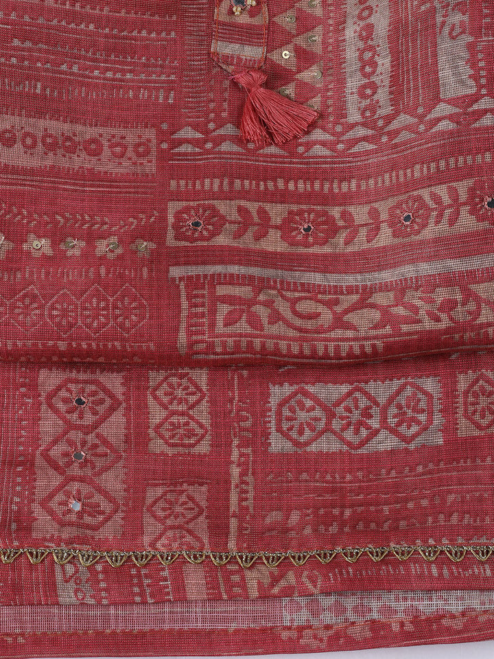 Neck Embroidered Tissue Unstitched Suit With Dupatta