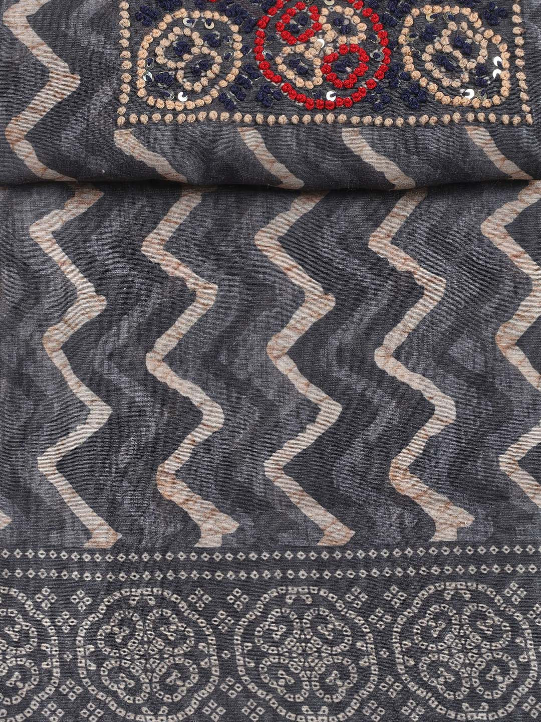 Yoke Embroidery Chanderi Unstitched Suit Piece With Dupatta