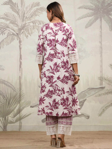 Floral Printed Cotton Kurta With Pants