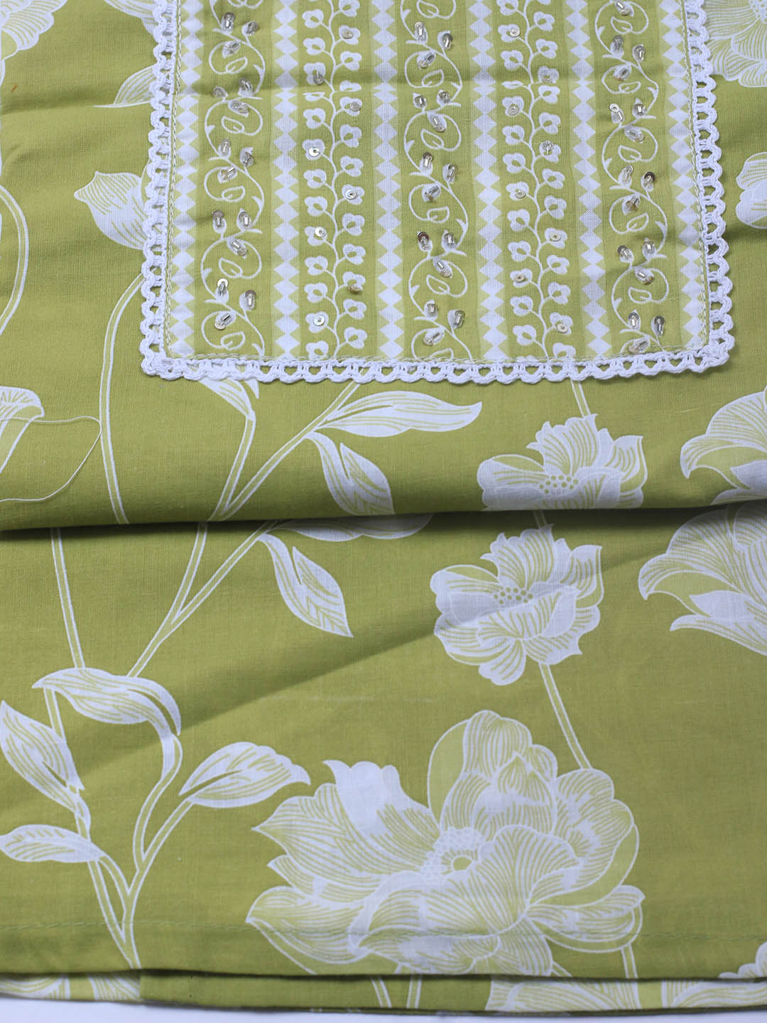 Printed Cotton Blend Unstitched Suit With Dupatta