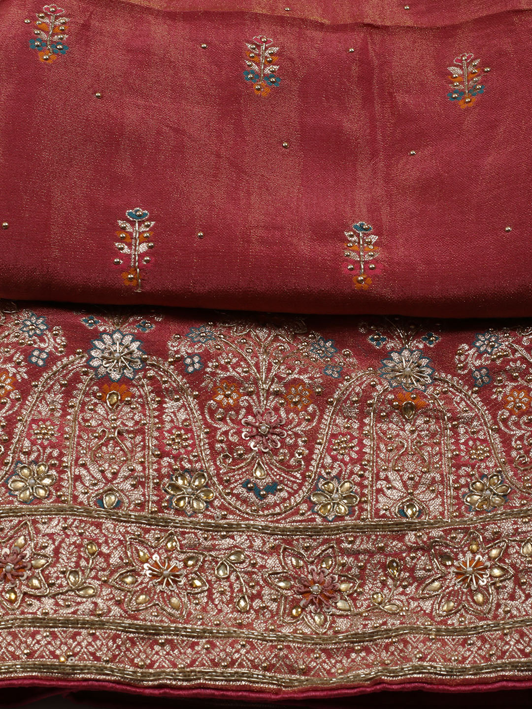 Woven Tissue Unstitched Suit Piece With Dupatta
