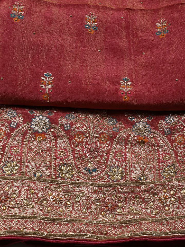 Woven Tissue Unstitched Suit Piece With Dupatta