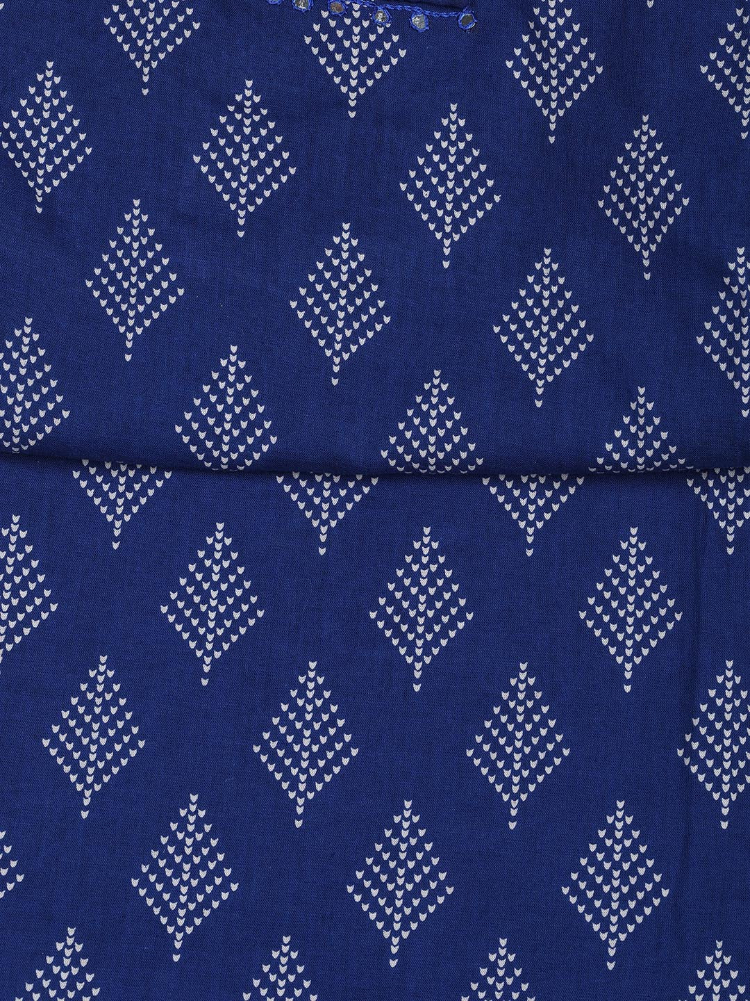 Printed Cotton Blend Unstitched Suit With Dupatta