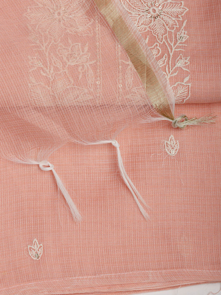 Neck Embroidered Cotton Blend Unstitched Suit With Dupatta