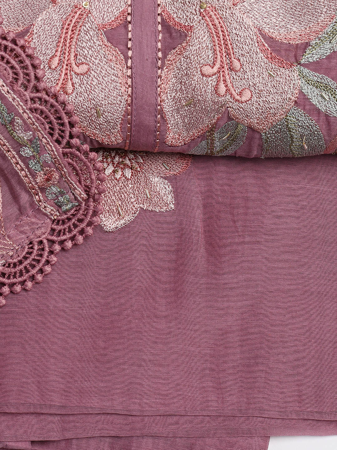 Embroidery Chanderi Unstitched Suit With Dupatta