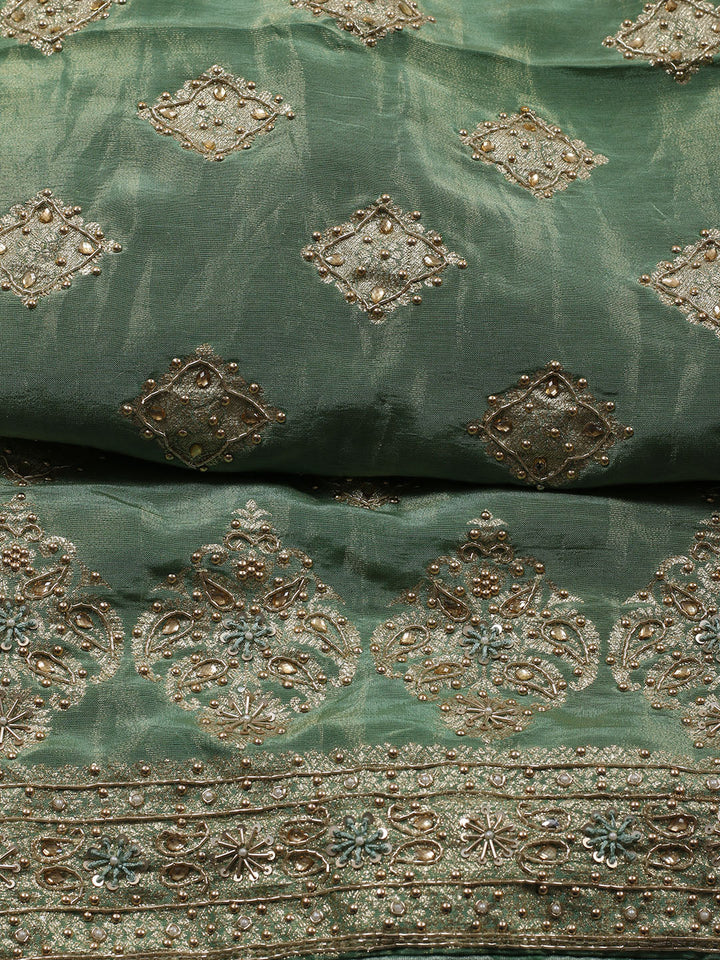 Woven Tissue Unstitched Suit With Dupatta