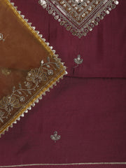 Embroidery Chanderi Unstitched Suit With Dupatta