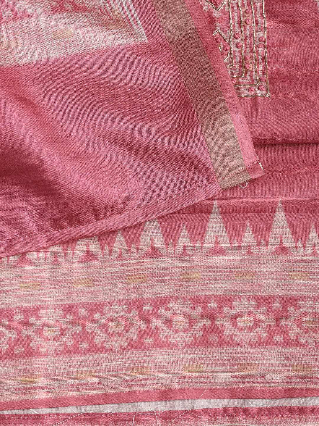 Embroidered Chanderi Unstitched Suit Piece With Dupatta