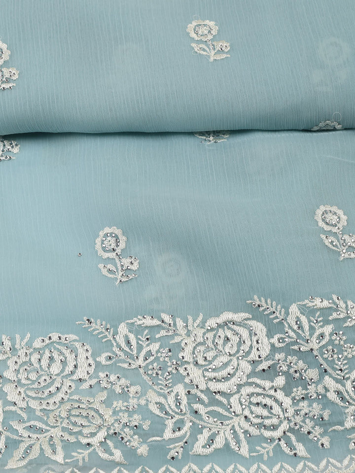 Embroidered Organza Unstitched Suit With Dupatta