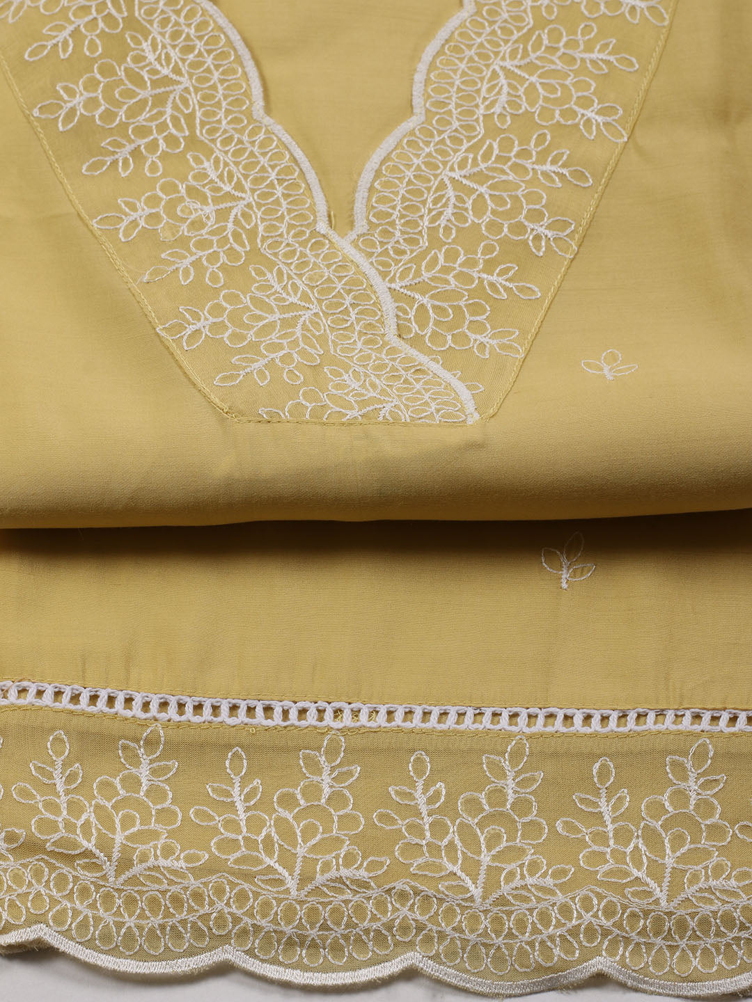 Neck Work Chanderi Unstitched Suit Piece With Dupatta