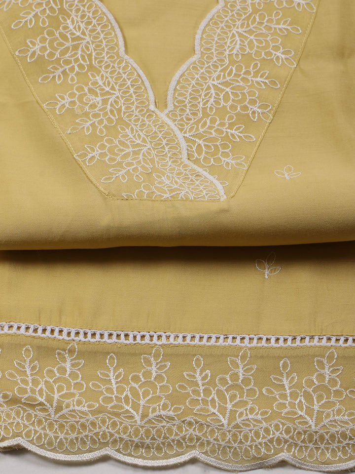 Neck Work Chanderi Unstitched Suit Piece With Dupatta