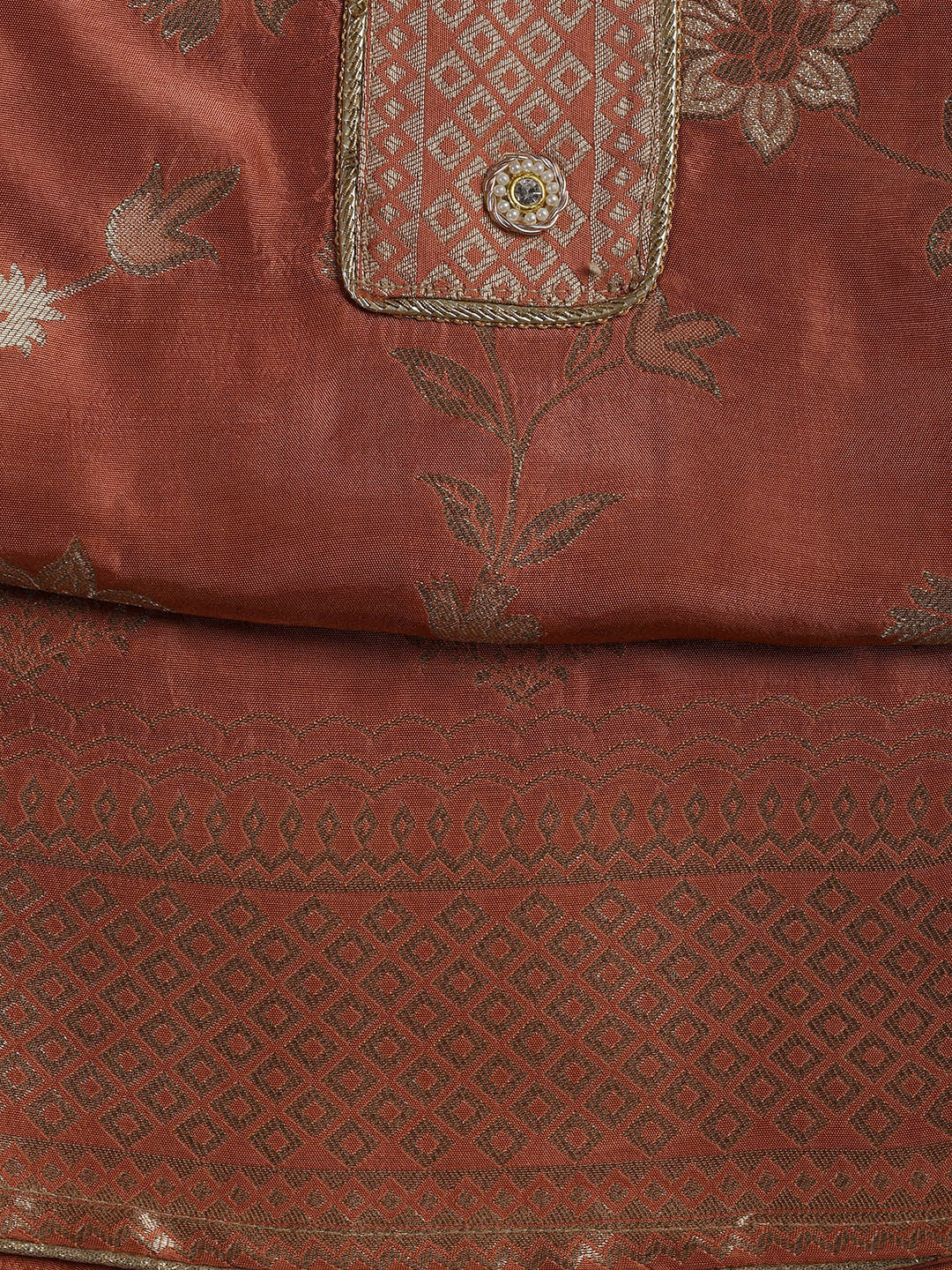 Embroidery Chanderi Unstitched Suit With Dupatta