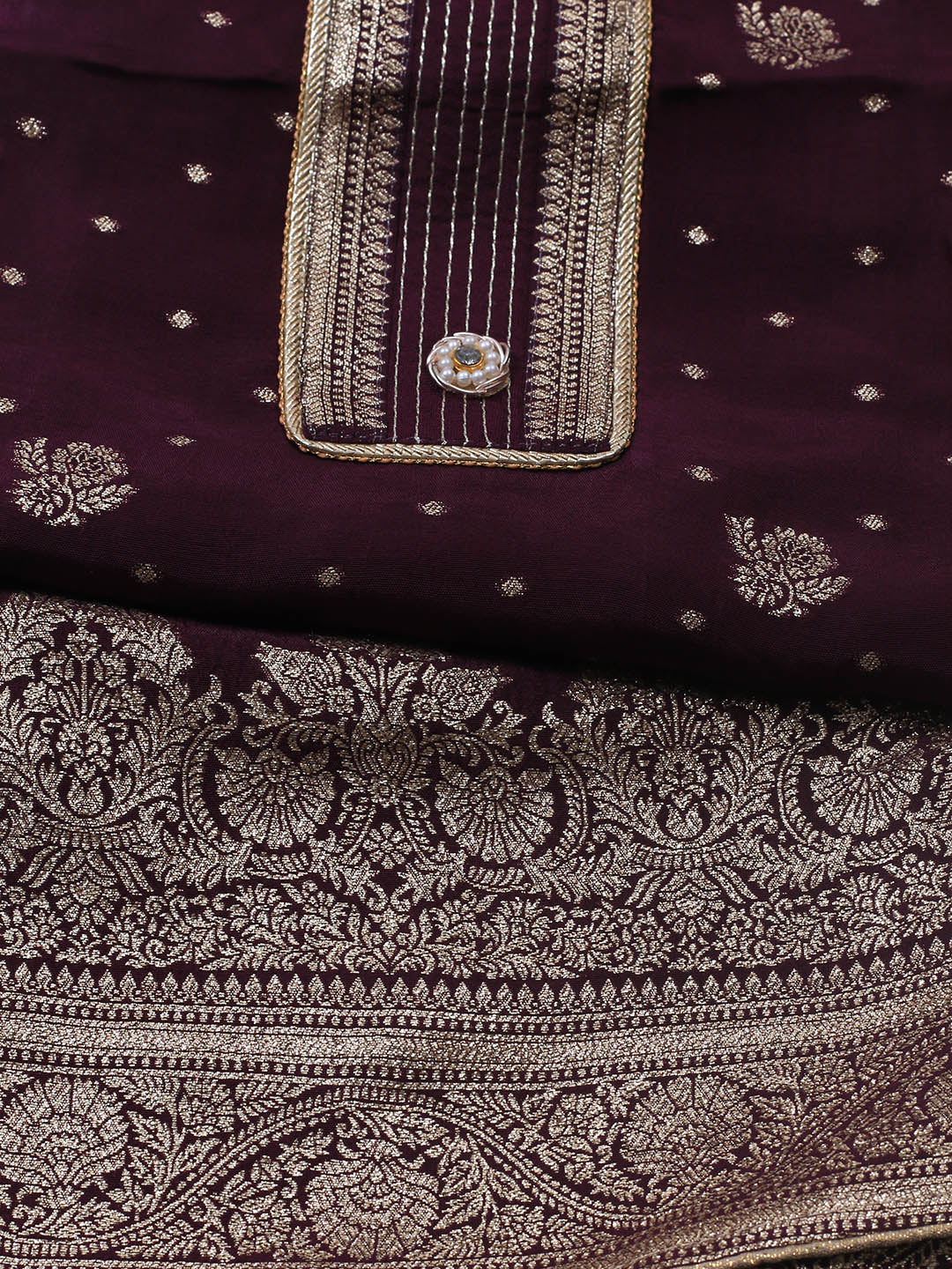 Embroidery Chanderi Unstitched Suit With Dupatta