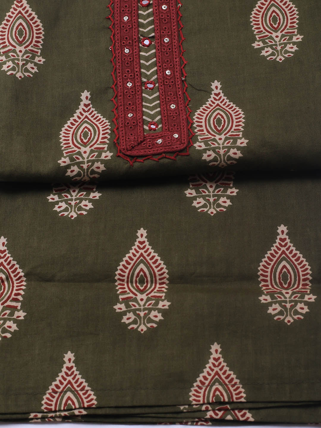 Printed Cotton Blend Unstitched Suit Piece With Dupatta