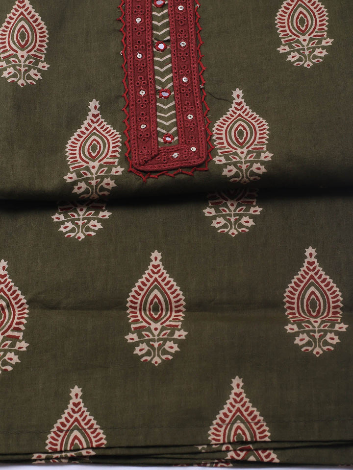 Printed Cotton Blend Unstitched Suit Piece With Dupatta