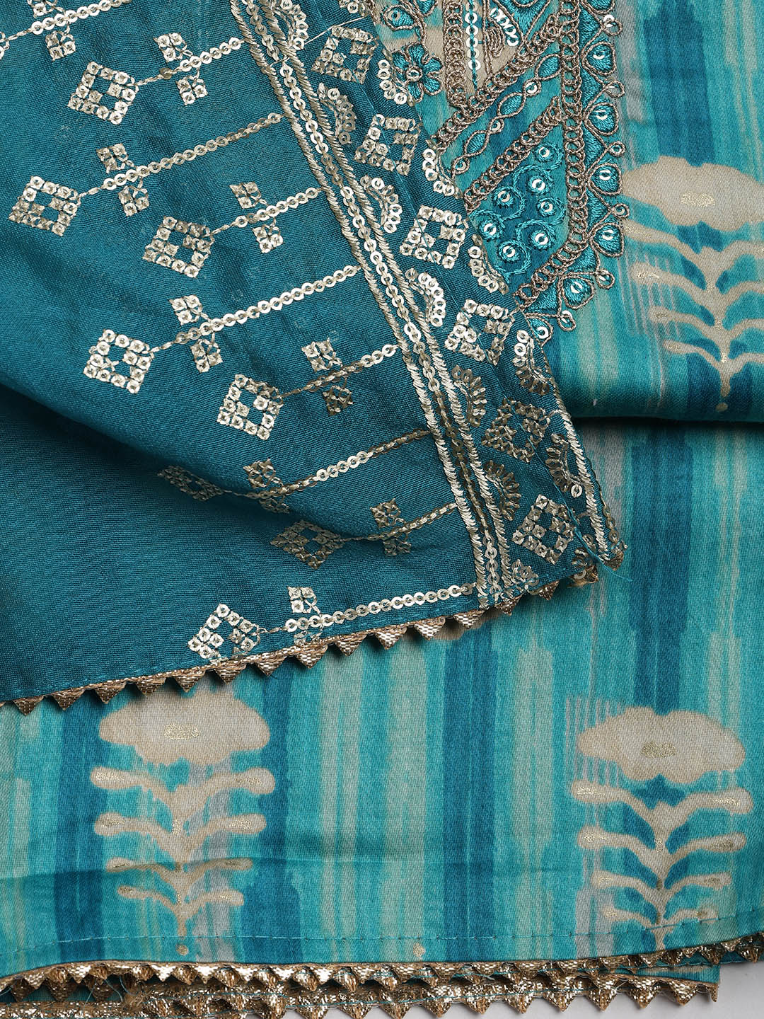 Embroidered Cotton Blend Unstitched Suit Piece With Dupatta