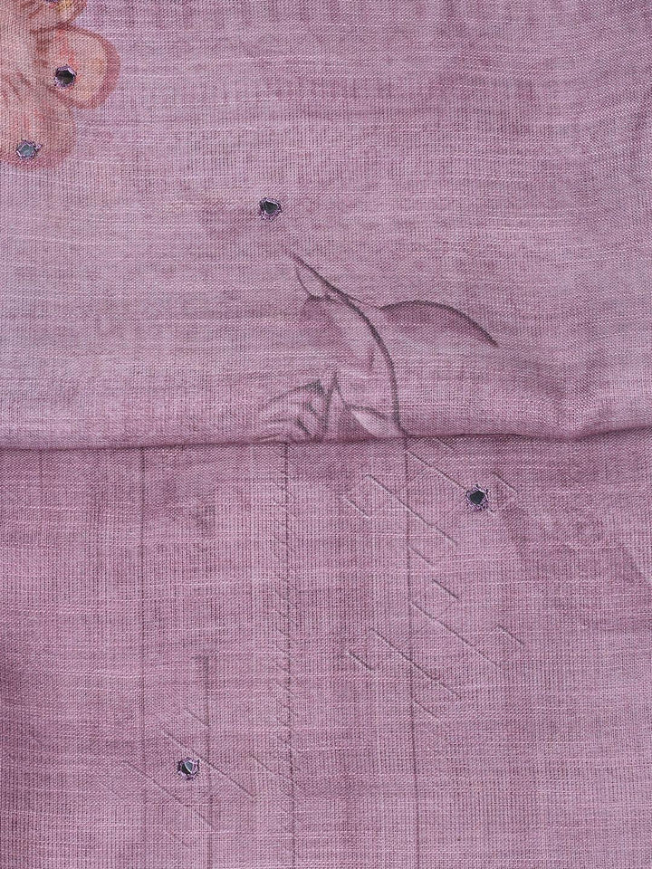 Floral Printed Linen Unstitched Suit With Dupatta