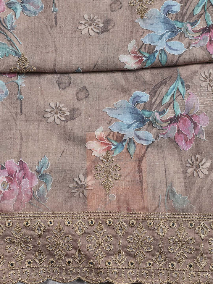Printed Cotton Blend Unstitched Suit Piece With Dupatta