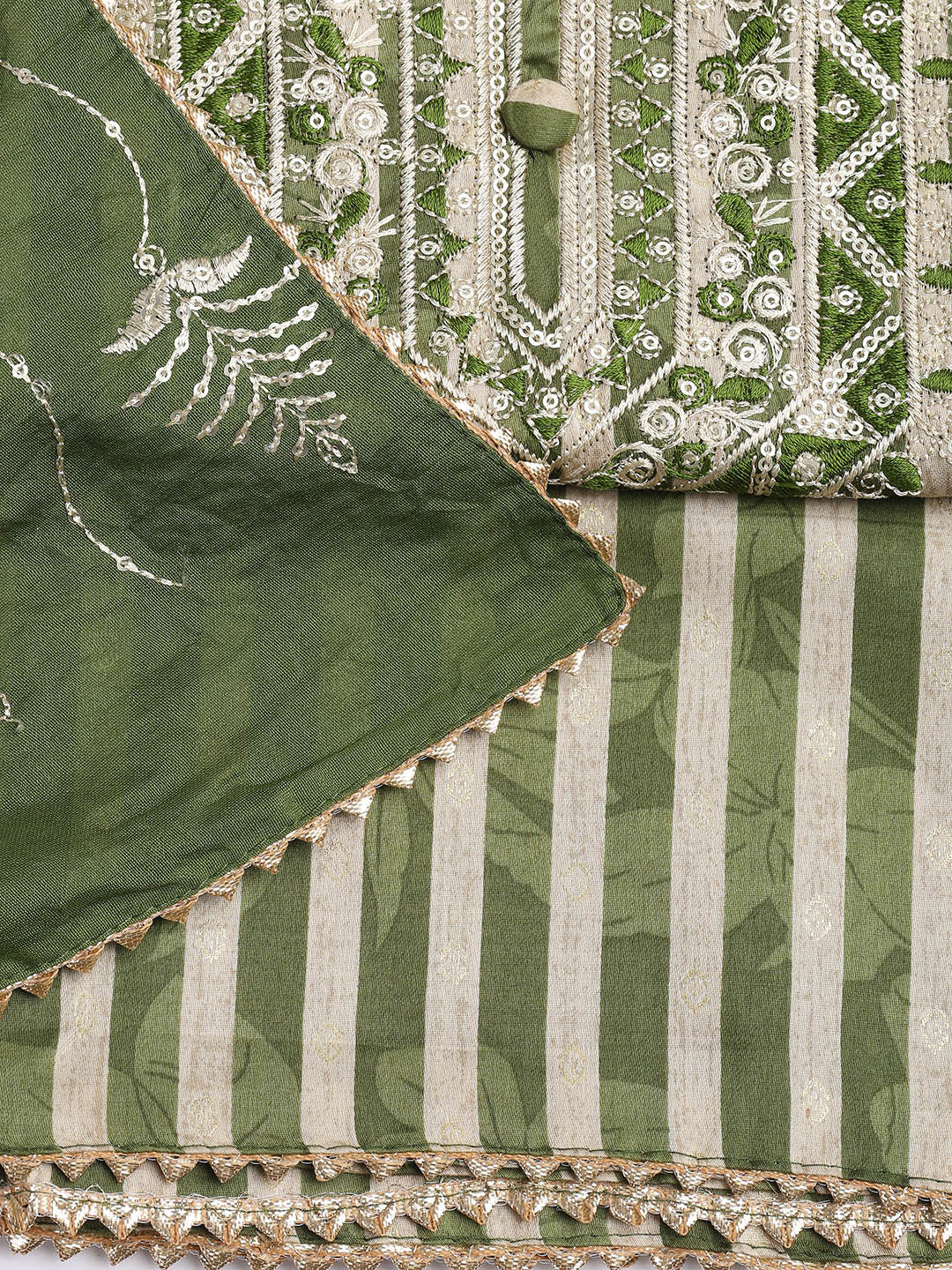 Neck Embroidered Cotton Blend Unstitched Suit Piece With Dupatta
