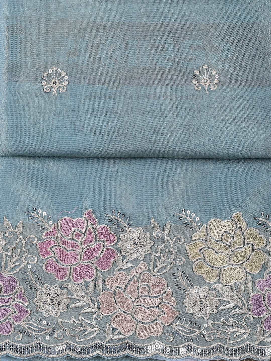 Embroidered Tissue Unstitched Suit Piece With Dupatta