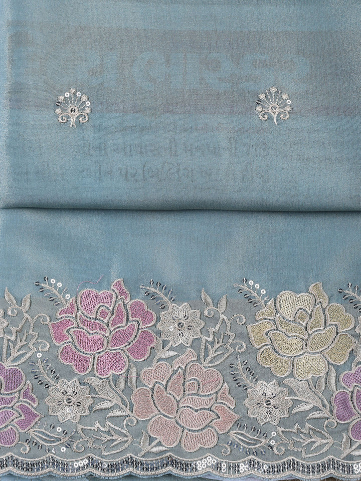 Embroidered Tissue Unstitched Suit Piece With Dupatta