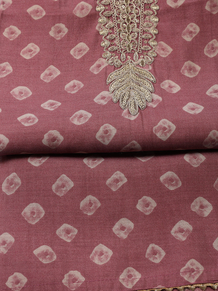 Neck Embroidered Cotton Blend Unstitched Suit With Dupatta