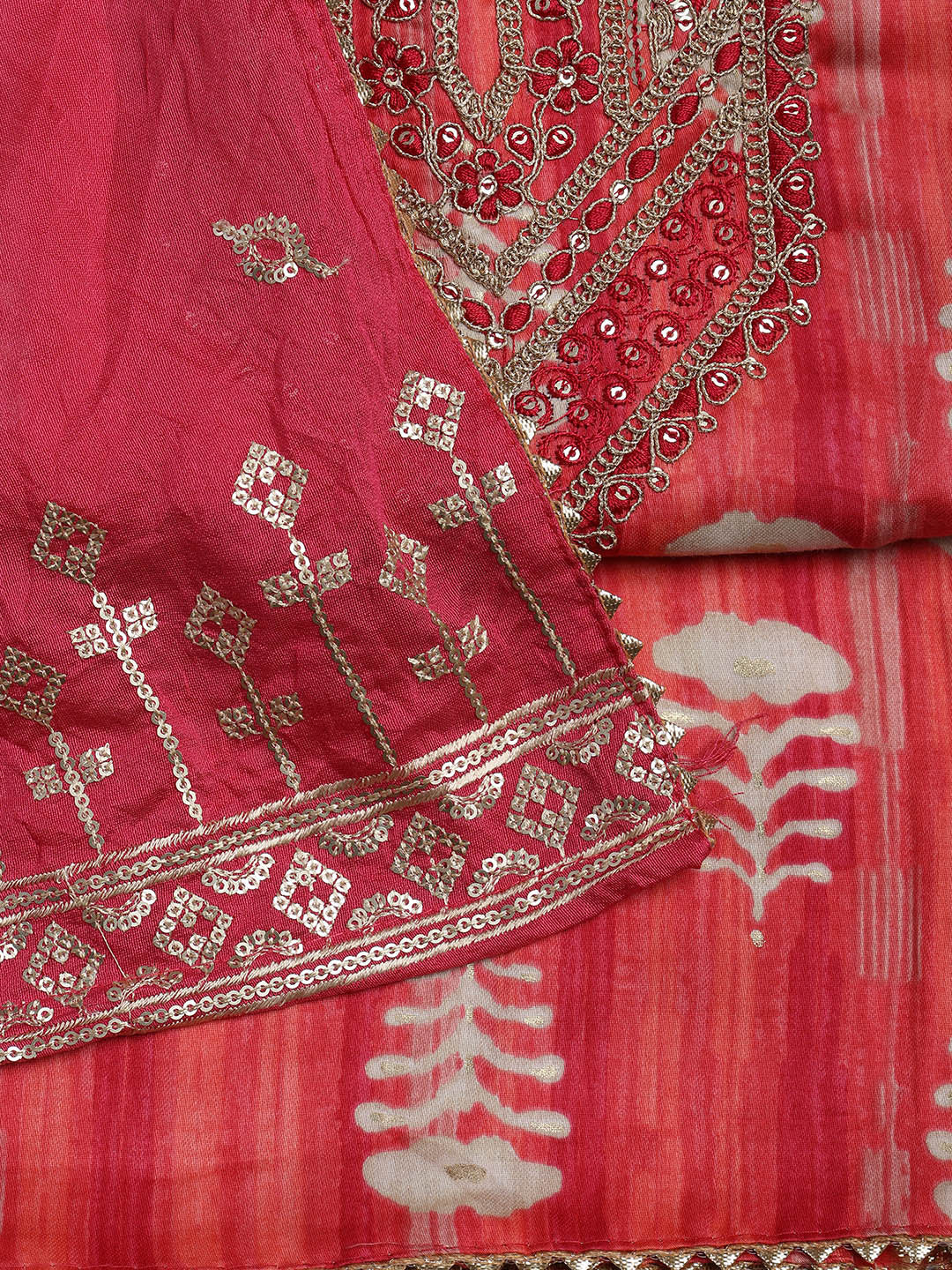Embroidered Cotton Blend Unstitched Suit Piece With Dupatta
