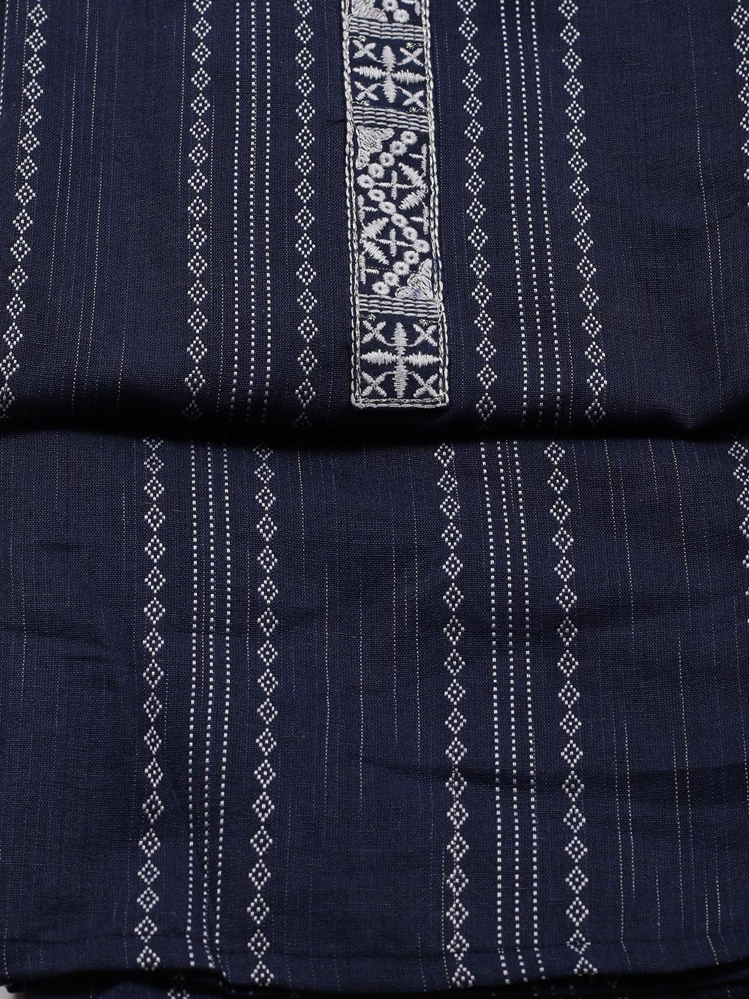 Neck Embroidered Cotton Blend Unstitched Suit Piece With Dupatta