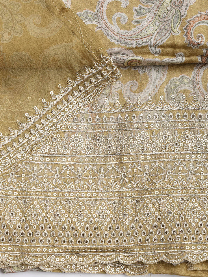 Embroidered Muslin Unstitched Suit With Dupatta
