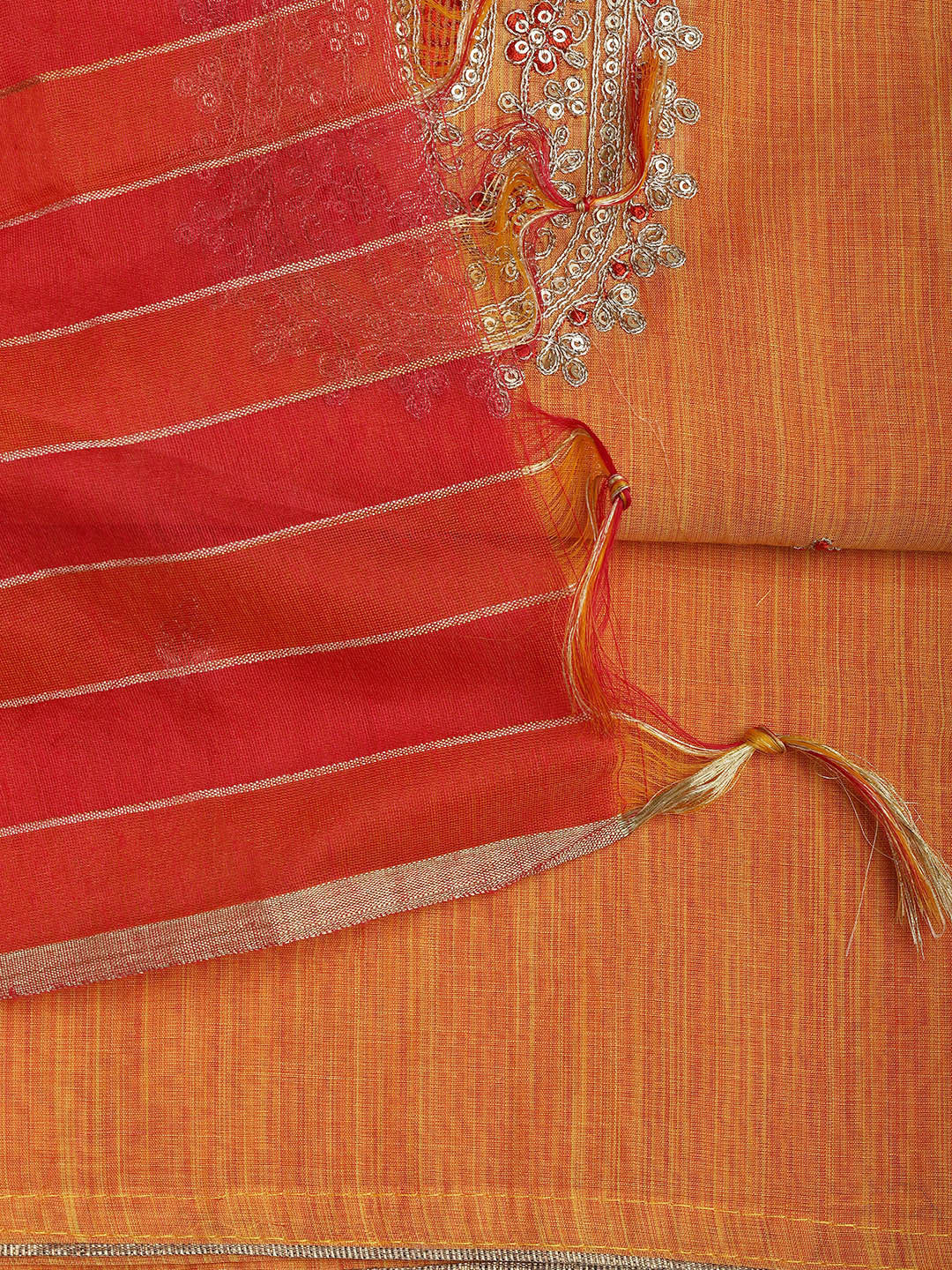 Neck Embroidered Cotton Blend Unstitched Suit With Dupatta