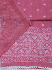 Neck Work Cotton Blend Unstitched Suit With Dupatta