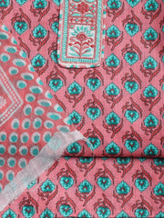 Printed Cotton Blend Unstitched Suit With Dupatta