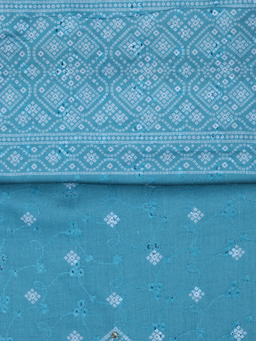 Neck Work Cotton Blend Unstitched Suit With Dupatta
