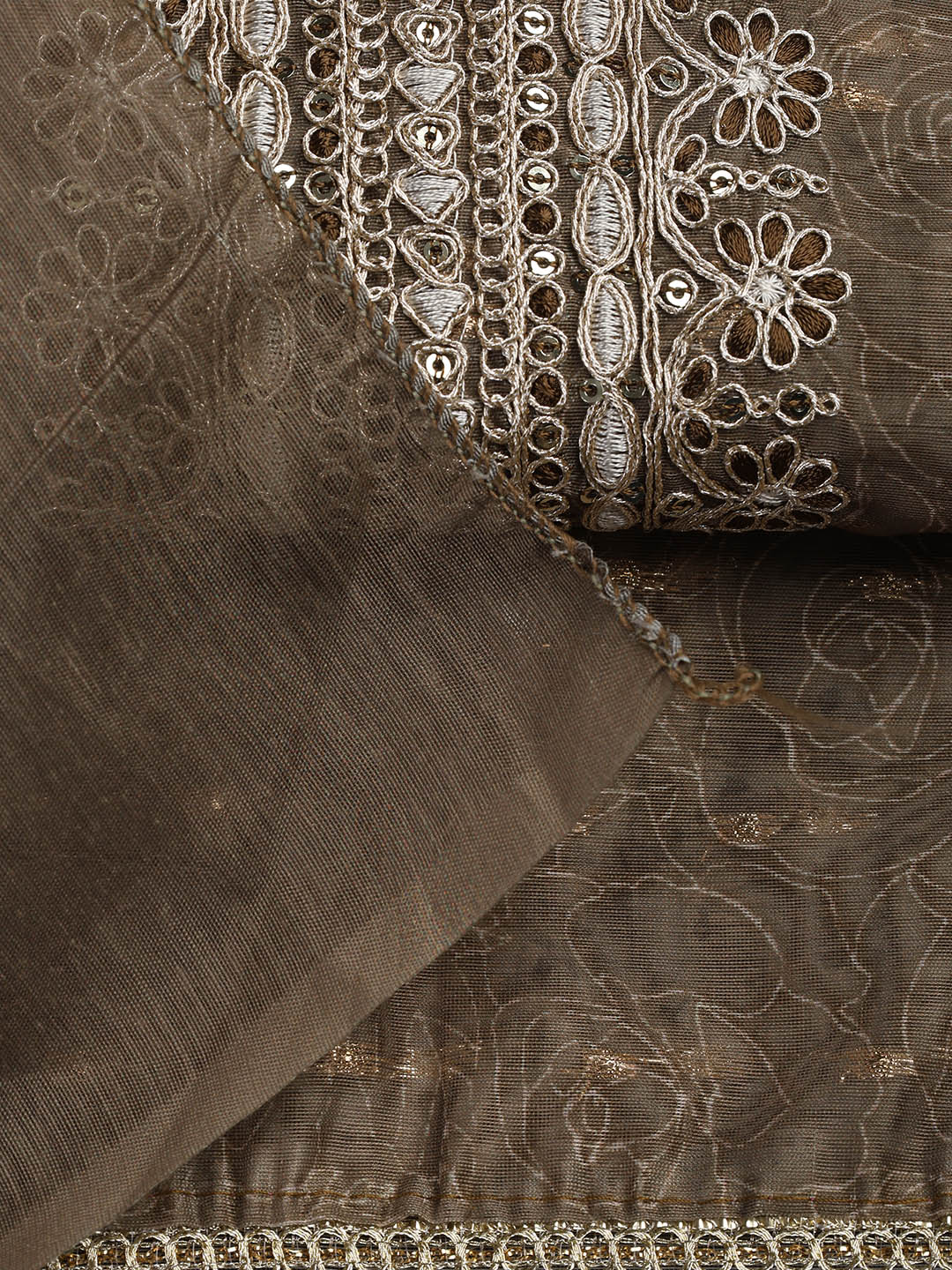 Neck Embroidery Chanderi Unstitched Suit With Dupatta