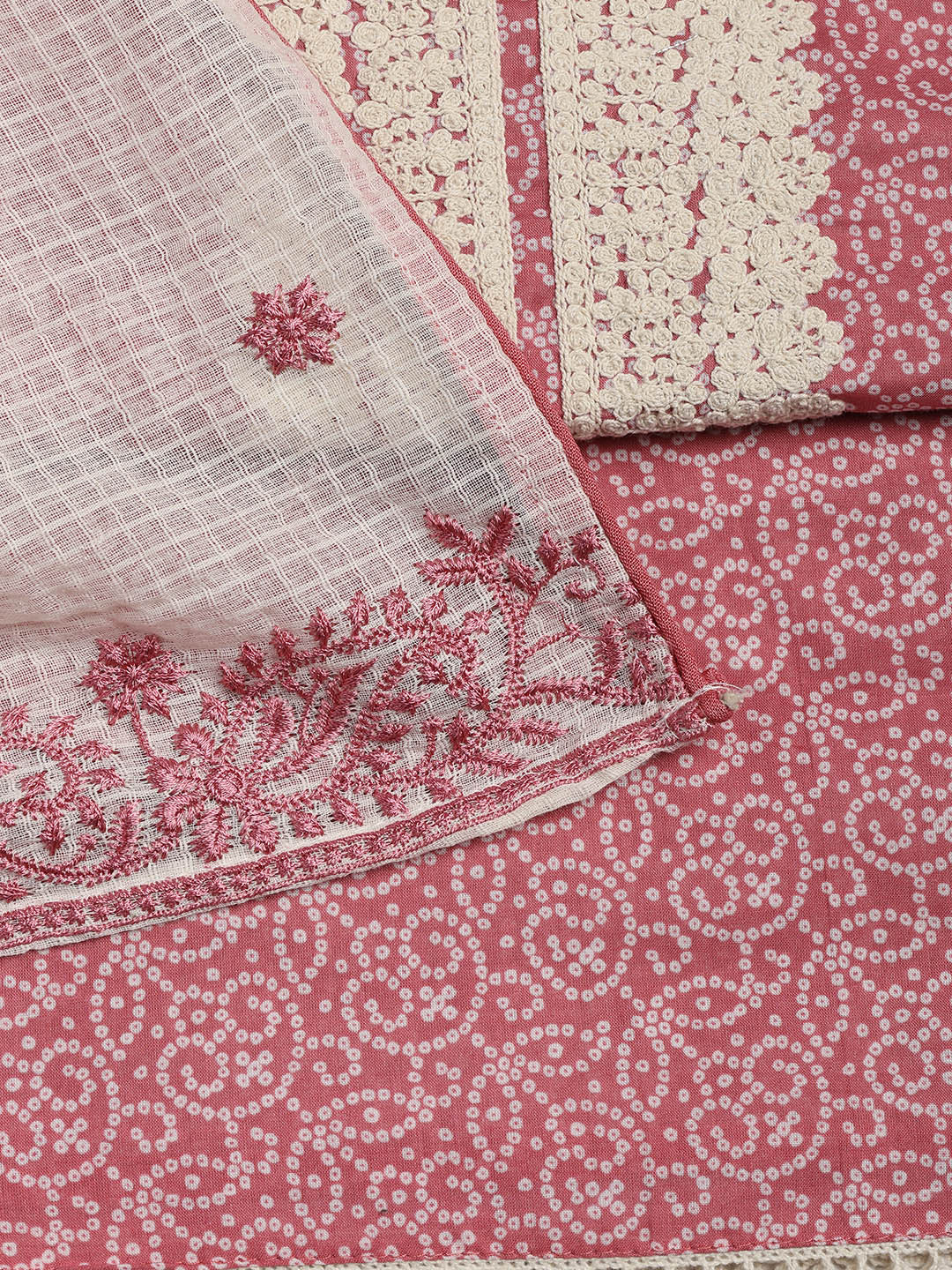 Embroidered Cotton Blend Unstitched Suit Piece With Dupatta