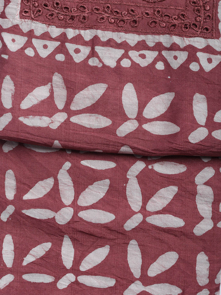 Printed Cotton Blend Unstitched Suit With Dupatta
