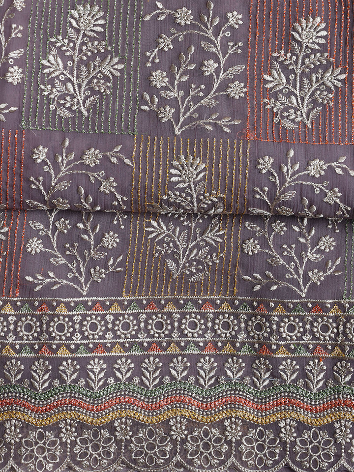 Embroidered Organza Unstitched Suit With Dupatta