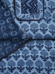 Printed Cotton Blend Unstitched Suit With Dupatta