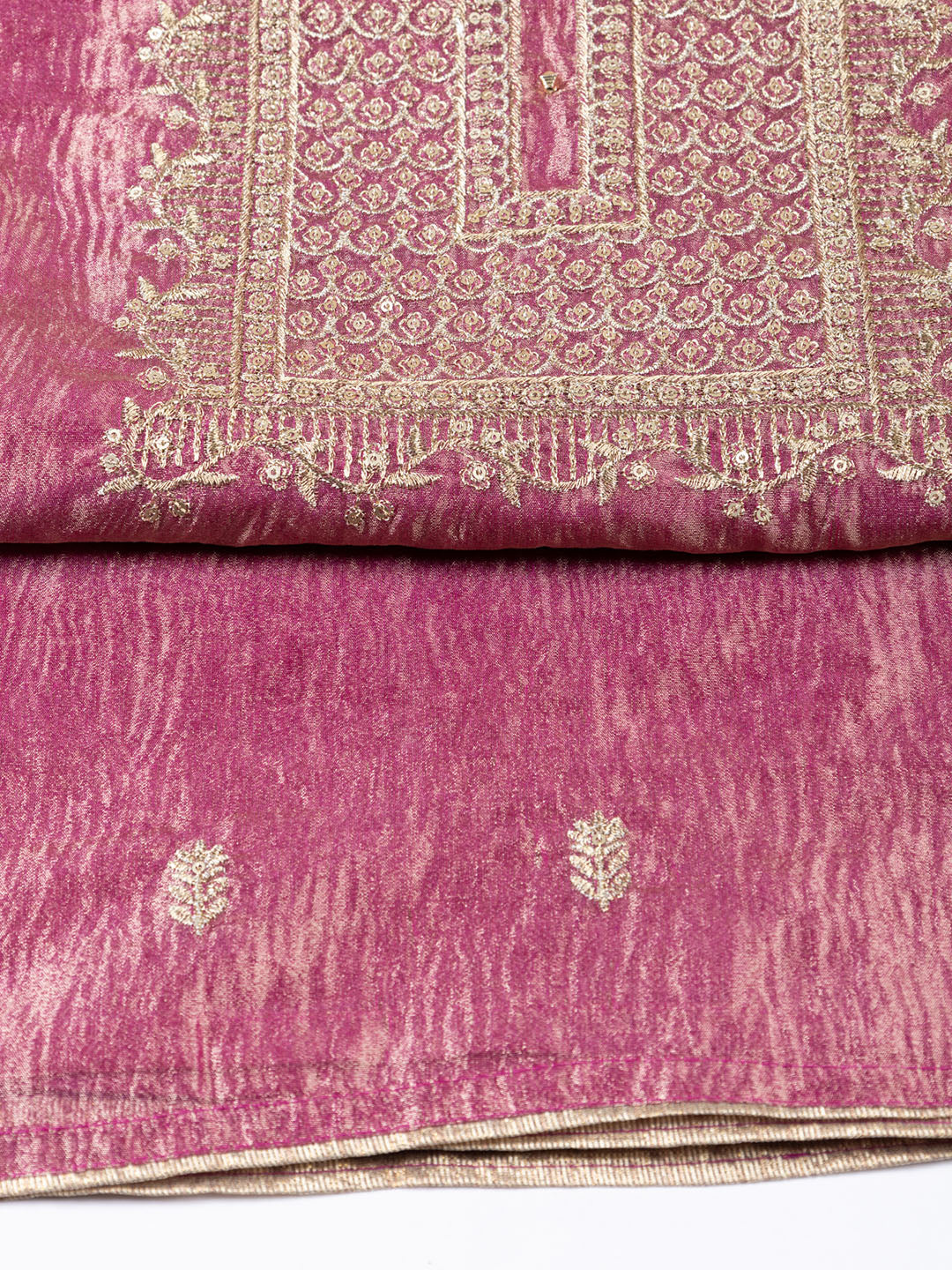Neck Embroidered Tissue Unstitched Suit Piece With Dupatta