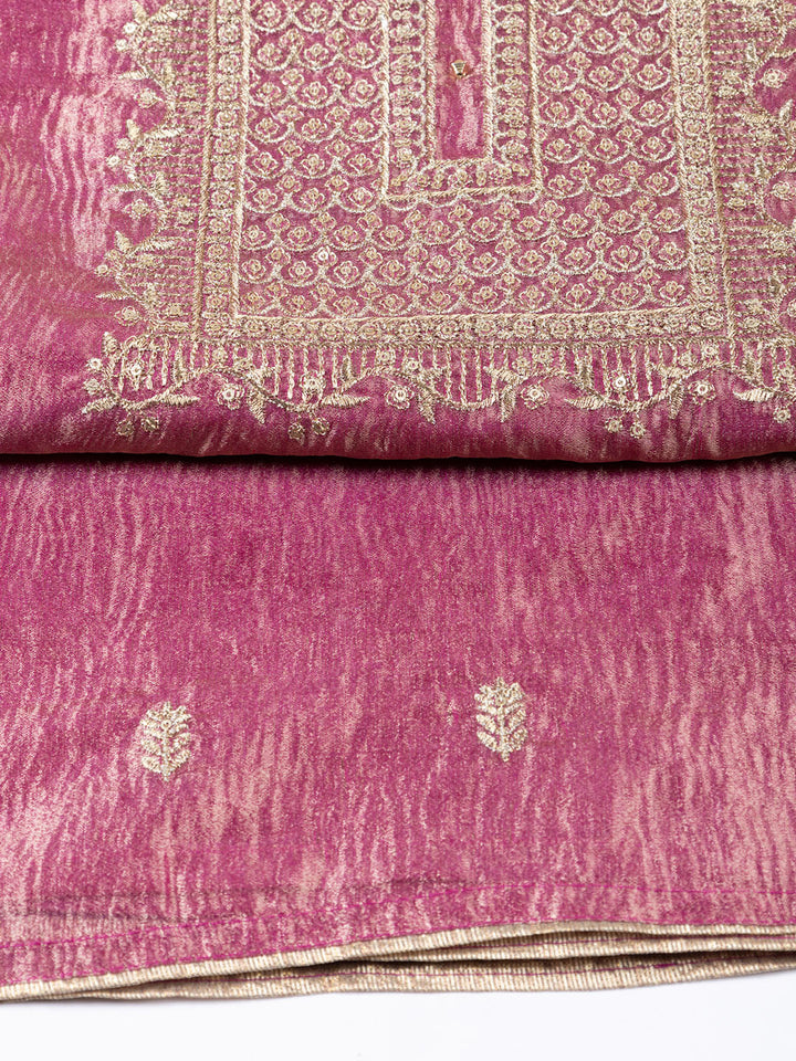 Neck Embroidered Tissue Unstitched Suit Piece With Dupatta