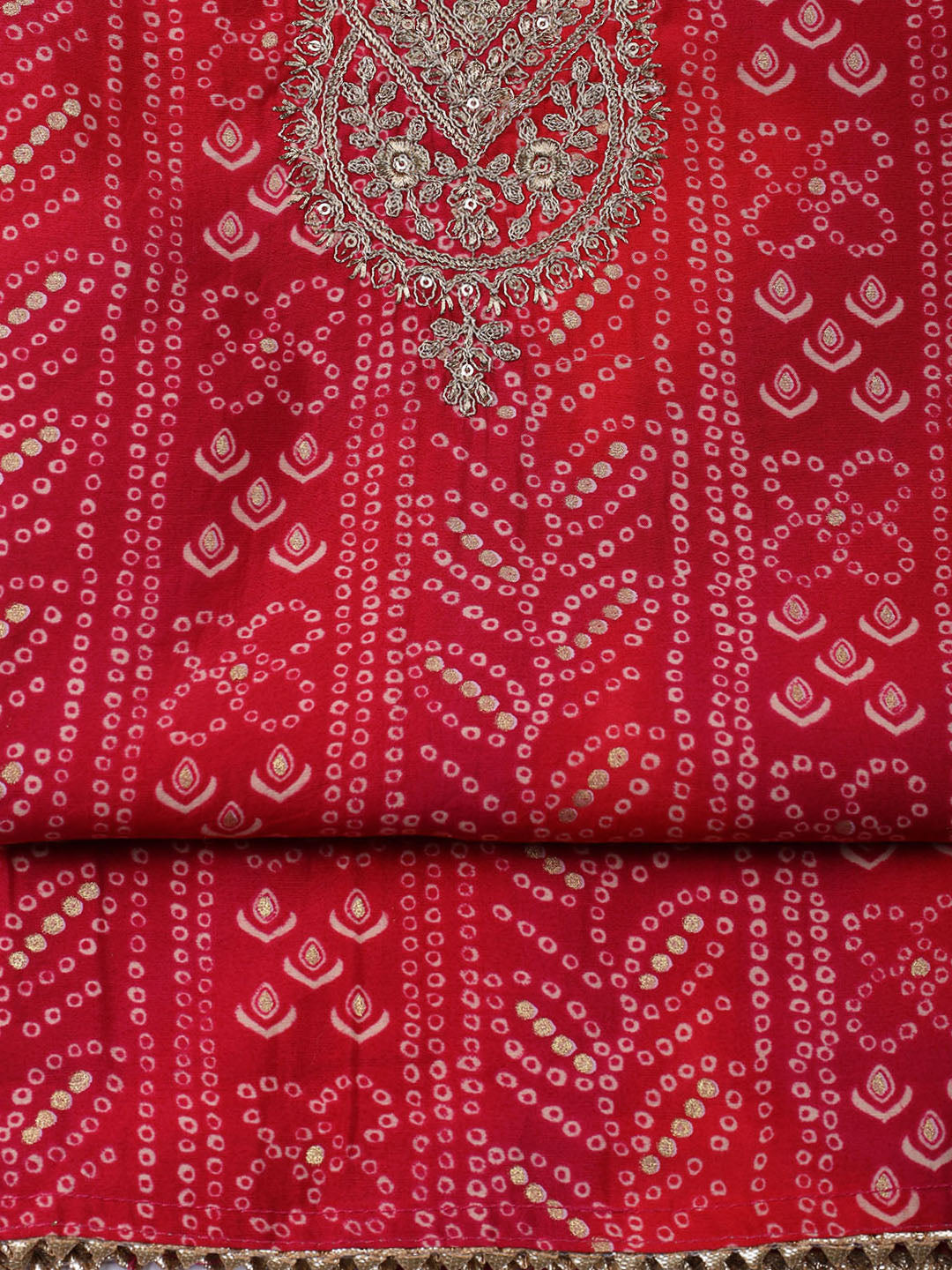 Neck Embroidered Cotton Blend Unstitched Suit With Dupatta