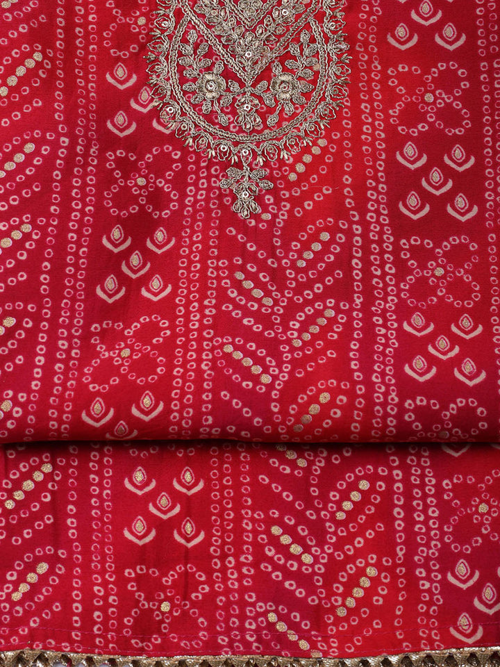 Neck Embroidered Cotton Blend Unstitched Suit With Dupatta