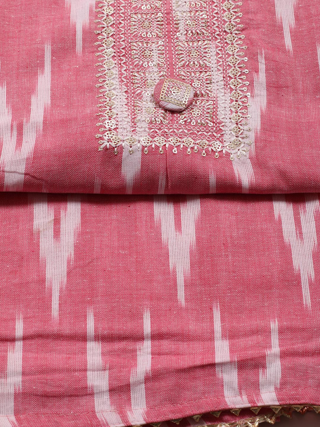 Neck Embroidered Cotton Blend Unstitched Suit Piece With Dupatta