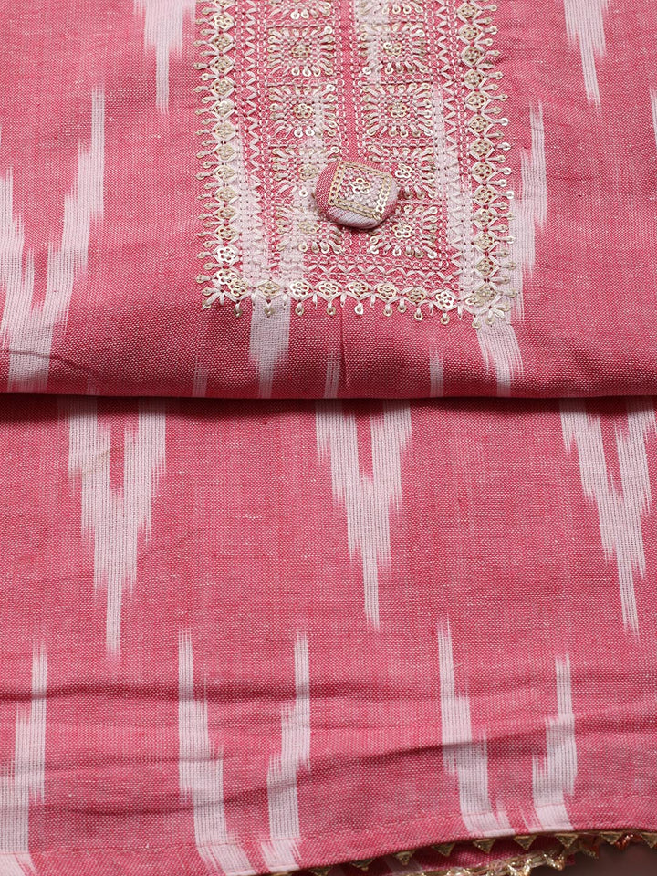 Neck Embroidered Cotton Blend Unstitched Suit Piece With Dupatta