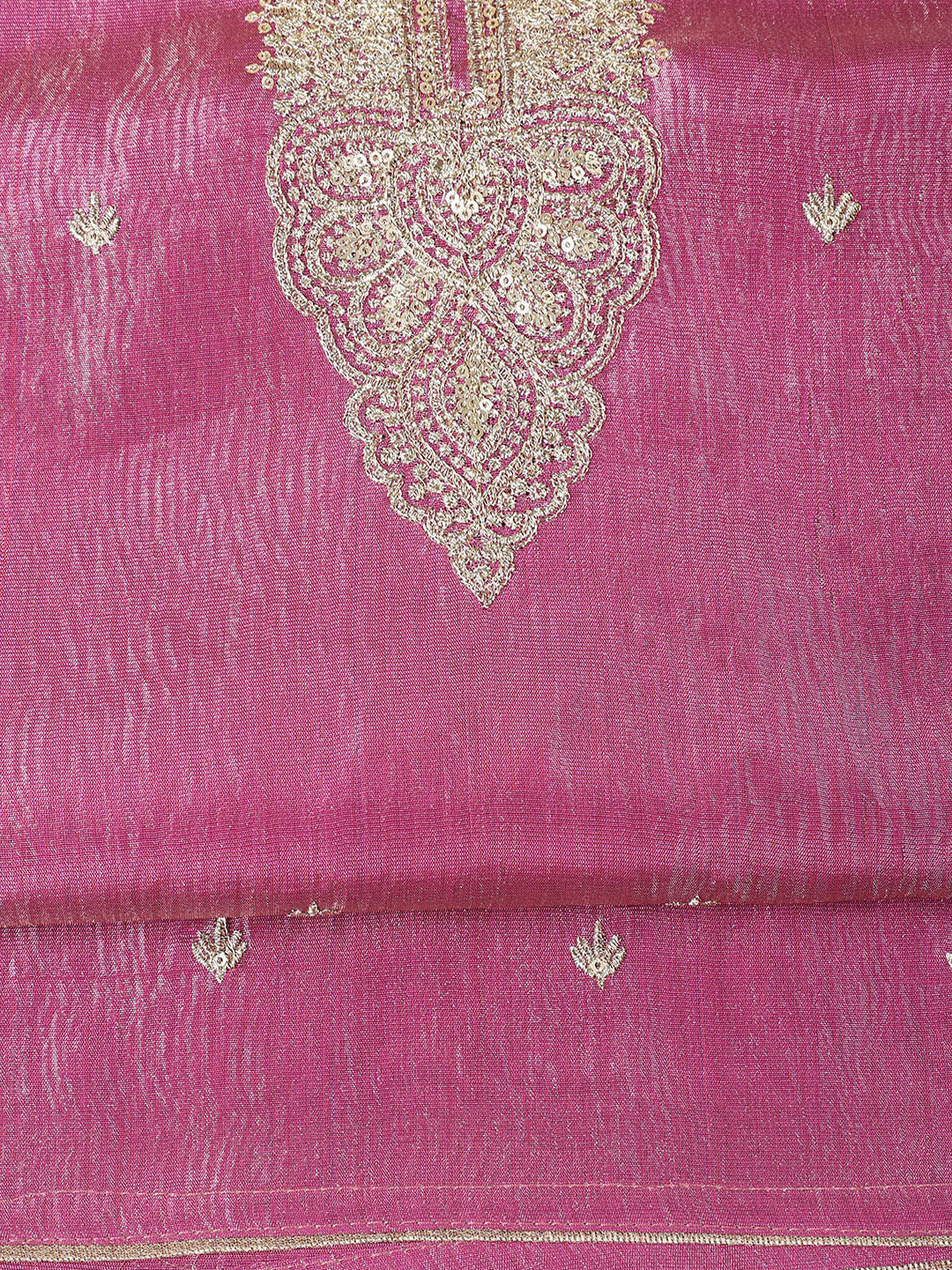 Neck Embroidered Tissue Unstitched Suit Piece With Dupatta