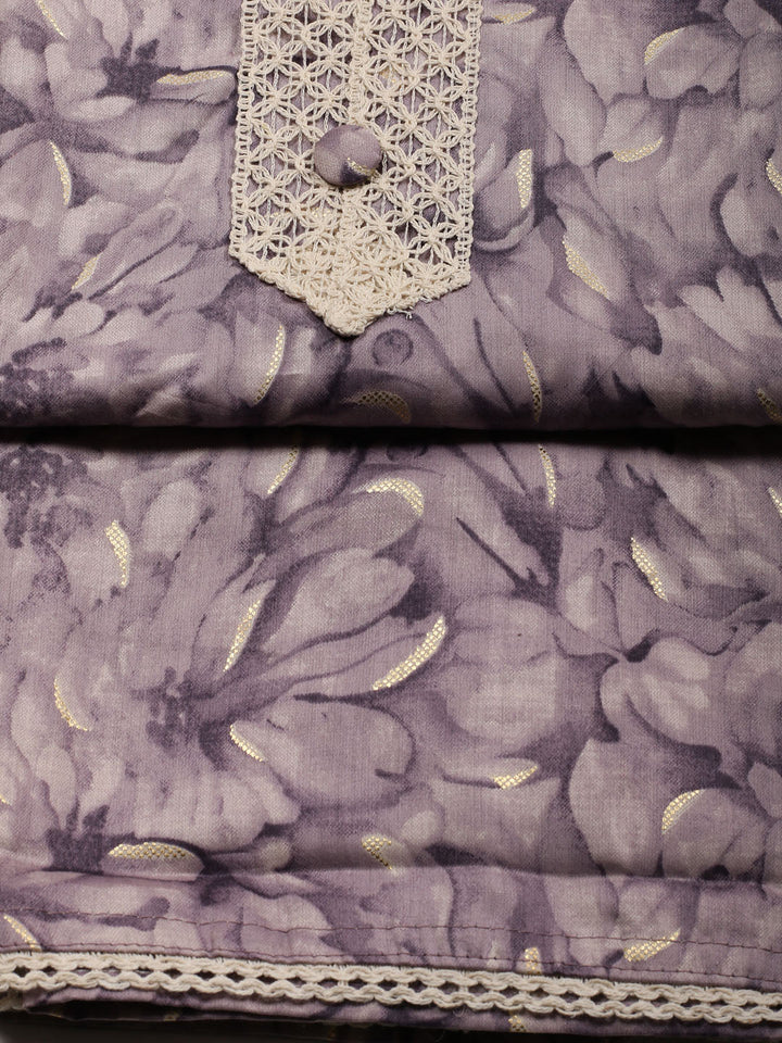Neck Patti Cotton Blend Unstitched Suit With Dupatta