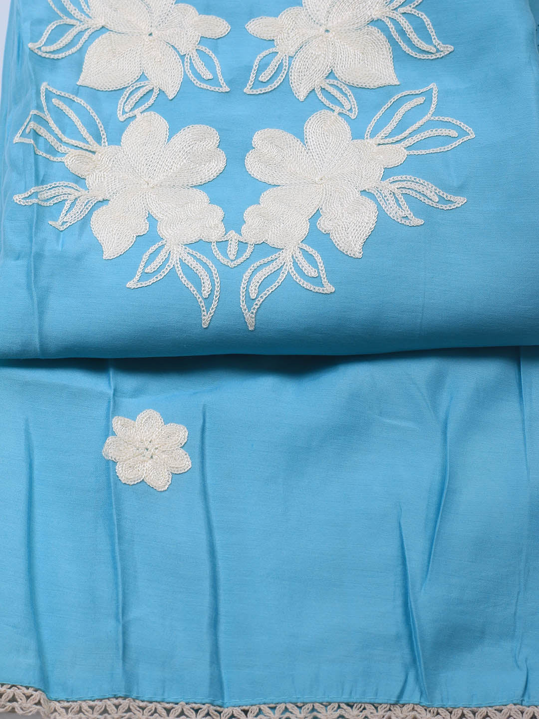 Neck Embroidery Chanderi Unstitched Suit With Dupatta