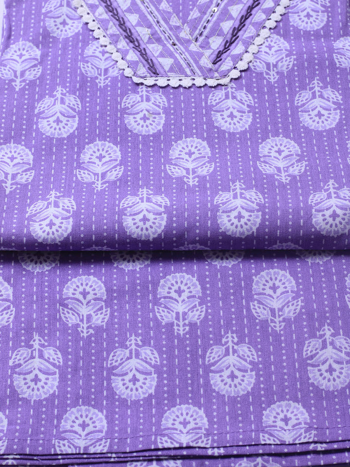 Printed Cotton Blend Unstitched Suit With Dupatta