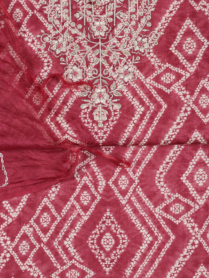 Neck Embroidery Cotton Blend Unstitched Suit Piece With Dupatta